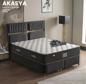 Lit coffre AKASYA 160x200 avec tête de lit design et sommier coffre