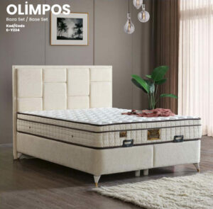 Lit coffre OLIMPOS 160x200 avec tête de lit design capitonnée et sommier coffre