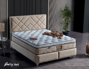 Lit coffre PUFFY 160x200 avec tête de lit design et sommier coffre