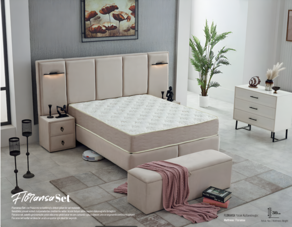 Lit Floransa coffre + matelas orthopédique