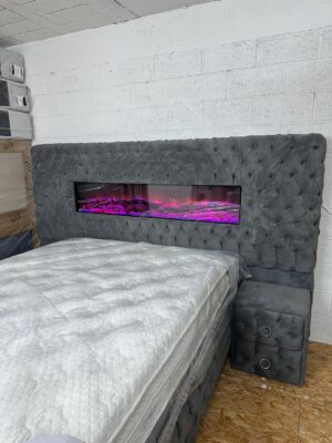 Lit avec cheminée 160x200 avec matelas sans table de chevet