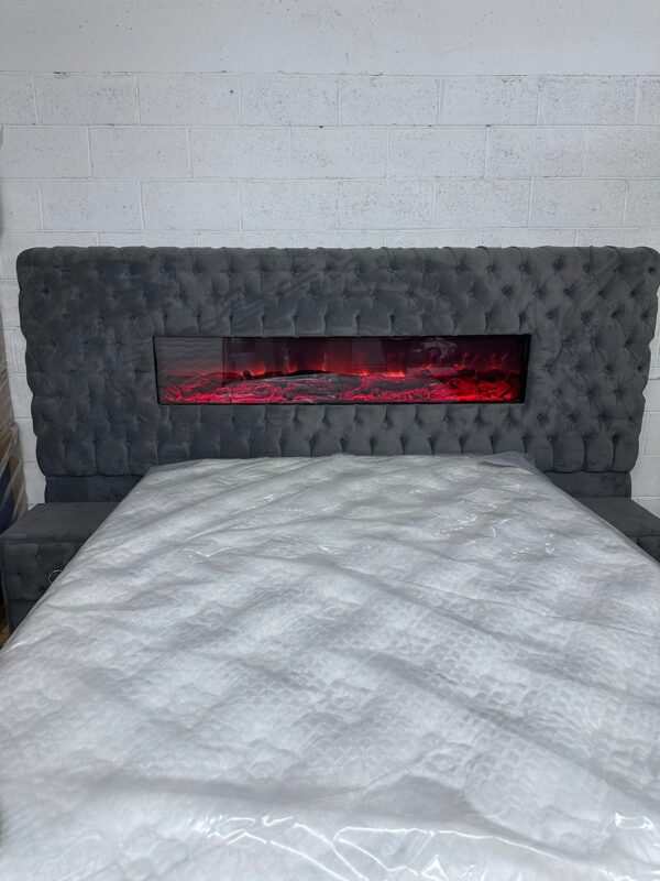 Lit avec cheminée 160x200 avec matelas sans table de chevet